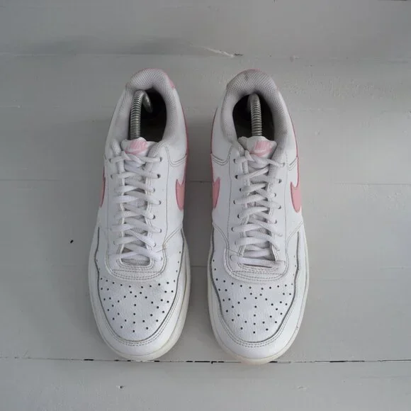 Nike Pink White Sneakers Women's 9 Court Vision Low Top Shoes CD5434-110 - Picture 2 of 10